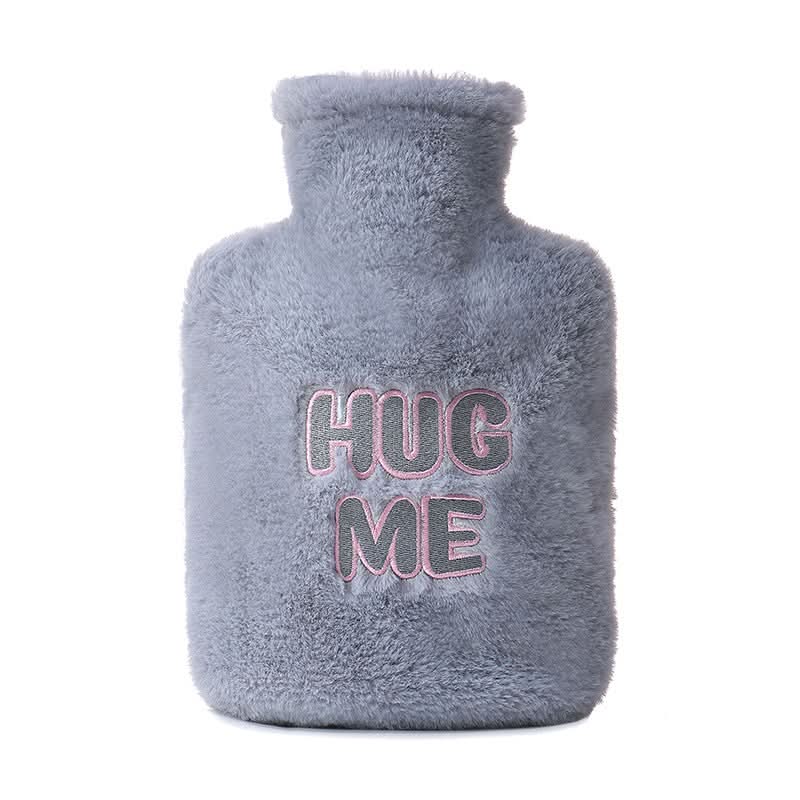 Flannel Hot Water Bottle with 'Hug Me' Plush Cover
