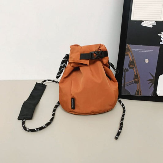 Trendy Nylon Bucket Bag – Drawstring Crossbody & Shoulder Bag