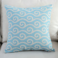 1 pc Mediterranean Sofa Cushion – Blue Square Pattern, Jacquard Cotton & Linenow