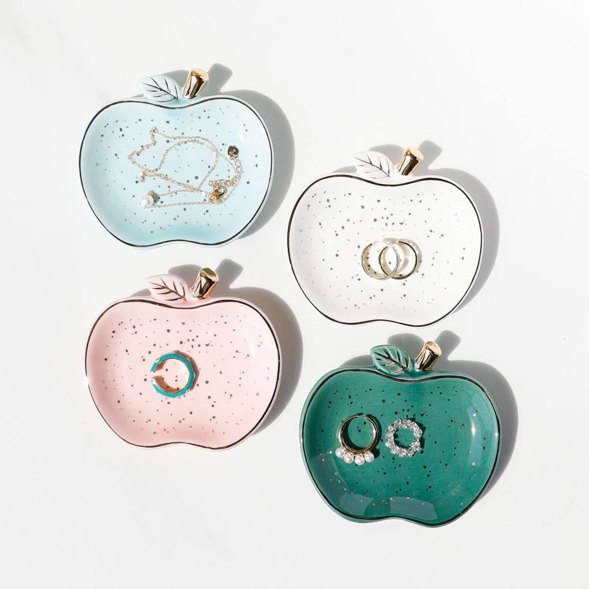 Pink Apple-Shaped Ceramic Tray - Jewelry & Storage Tray (Set of 2 pcs.)