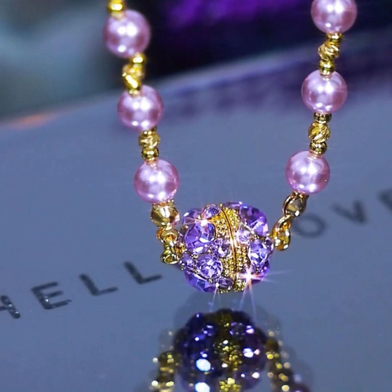 Diamond-Studded Purple Magnetic Clavicle Chain for Women