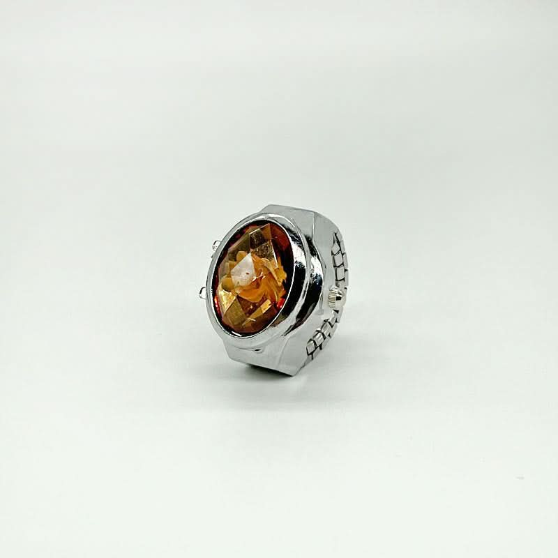 Women's Crystal Cover Ring Watch – Elegant Oval Quartz Finger Watch
