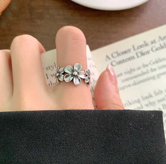 Vintage Flower Open Ring for Women – Adjustable Silver & Gold Retro Statement Jewelry