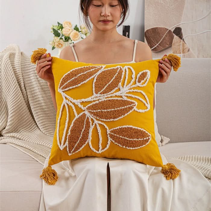 Nordic Red Leaf Velvet Pillow Cover