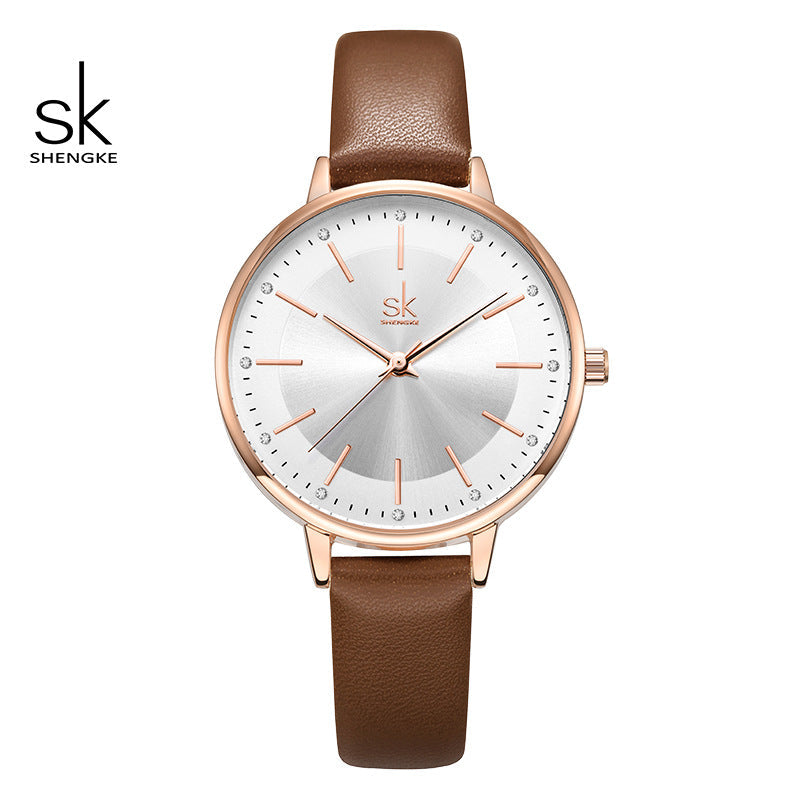 SK Women’s Quartz Watch – Casual PU Leather Strap, 30M Waterproof Fashion Design