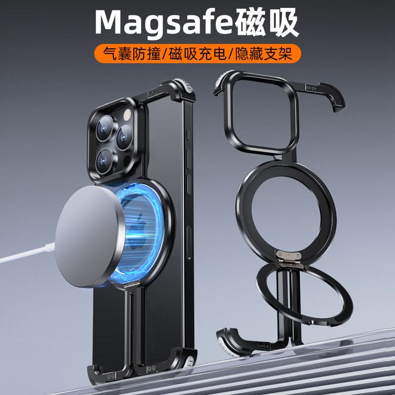 Magnetic Metal Frame Case for iPhone, Frameless Design