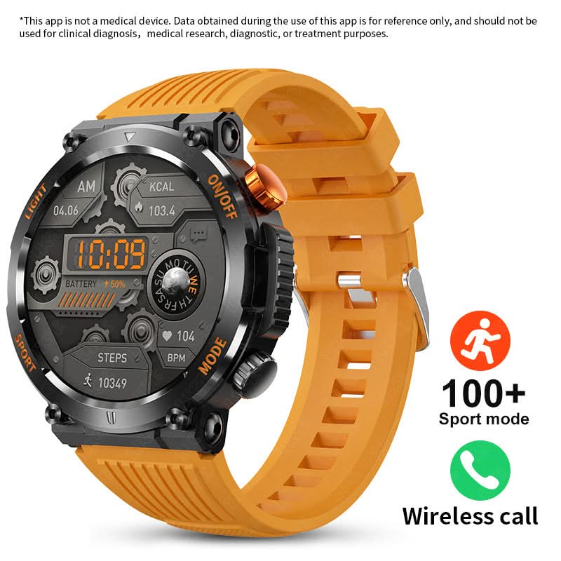 Round Dial Smartwatch for Men – Bluetooth Call, Heart Rate & Blood Pressure Monitor