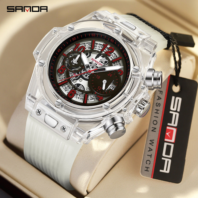 SANDA Men’s Quartz Sports Watch – Luminous Calendar Fashion Waterproof Timepiece