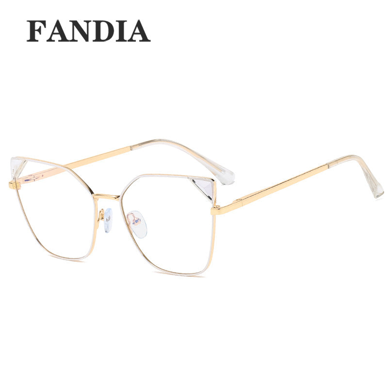 Women’s Oversized Square Metal Blue Light Glasses – Anti-UV Optical Frames