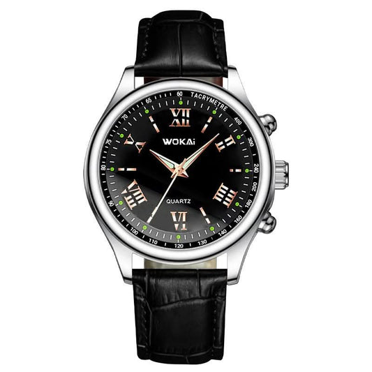 Men’s Quartz Watch, Roman Numerals-Black
