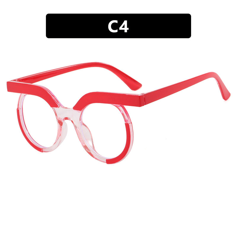 Round Owl Blue Light Blocking Glasses for Women – European Style Flat Mirror Frame
