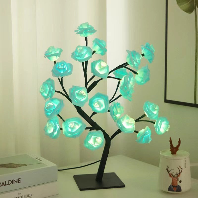 USB LED Rose Tree Lamp – 20-Bead Romantic Light for Home Decor, Tabletop Accent