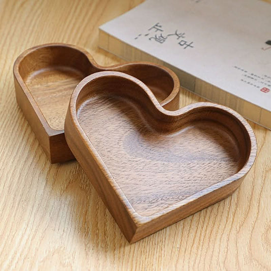 Heart-Shaped Wooden Fruit and Candy Box