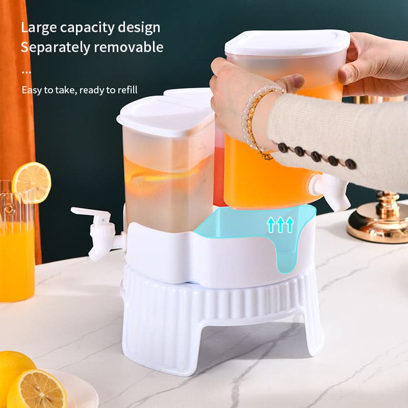 Export hot-selling rotating cold water kettle with faucet for refrigerator fruit teapot three-grid cold water bucket for soaking bottle of ice water 5.2L