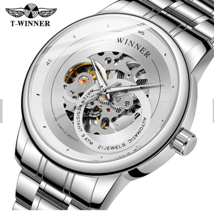 T-Winner Victor Automatic Skeleton Watch – Fashion Mechanical Men’s Business Timepiece