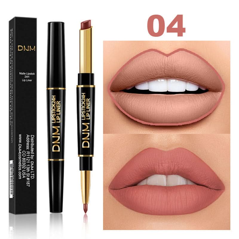 DNM 2-in-1 Matte Lipstick & Lip Liner – Long-Lasting, Non-Stick, High-Pigment Color