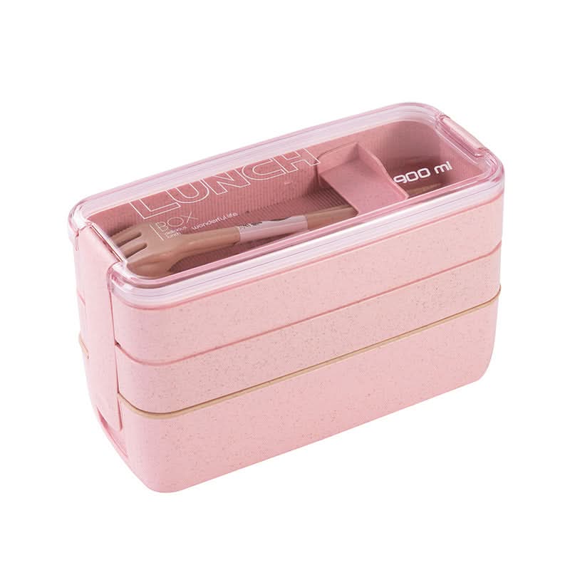Three-Layer Microwave-Safe Bento Lunch Box with Soup Can – 900ml