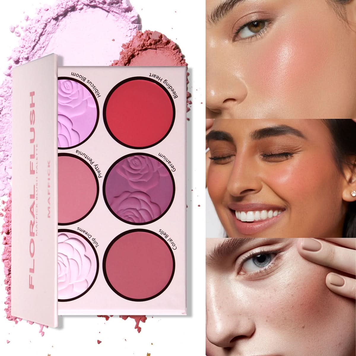 Flower Red Blush Palette – Matte Rouge for All Skin Tones