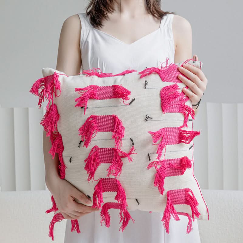 Rose Red Jacquard Girl Style Pillowcase