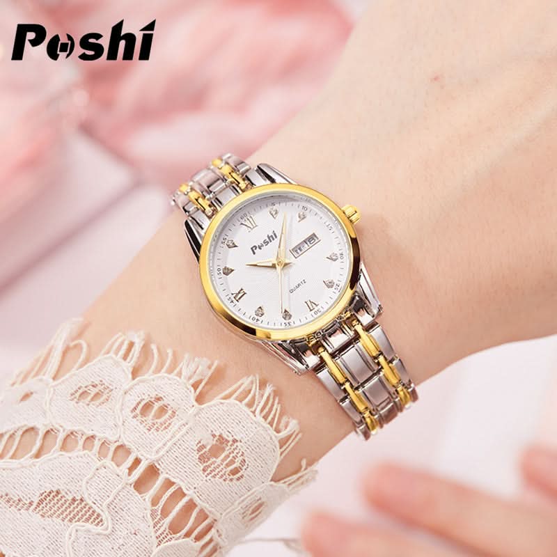 Women's Korean-Style Quartz Watch –Stainless Steel Watch with Calendar
