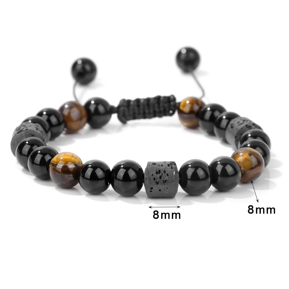 Unisex Volcanic Stone Beaded Bracelet – Retro Tiger Eye