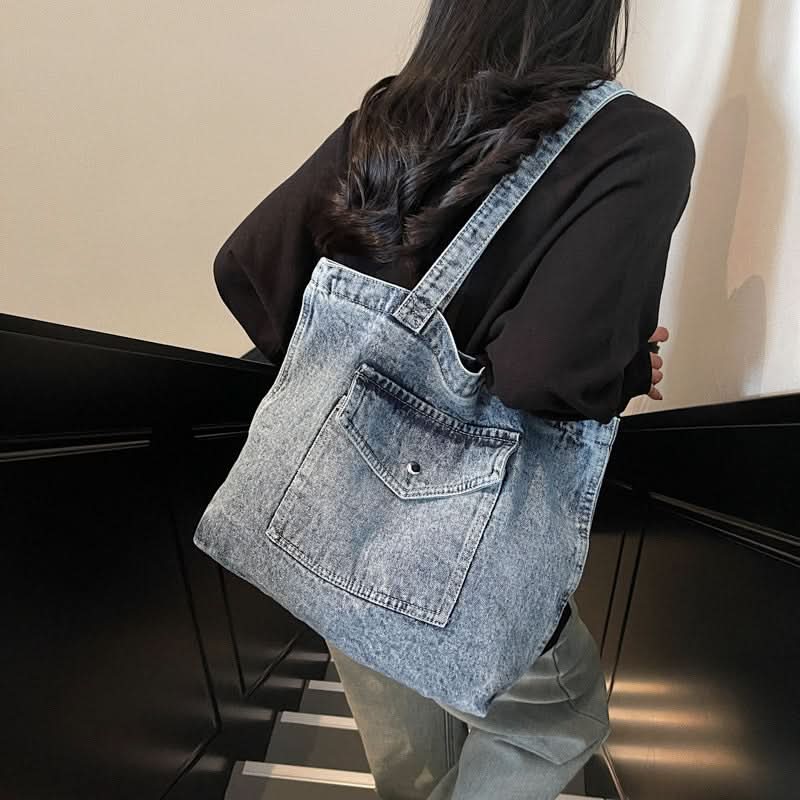 Women's Large Capacity Denim Shoulder Bag – Spring Retro Tote Bag