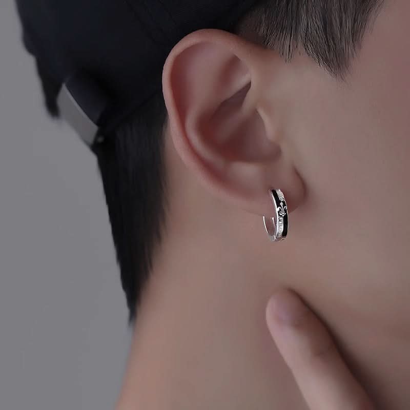 Unisex Trendy Black Knight Hoop Earrings – Hip-Hop Fashion Jewelry