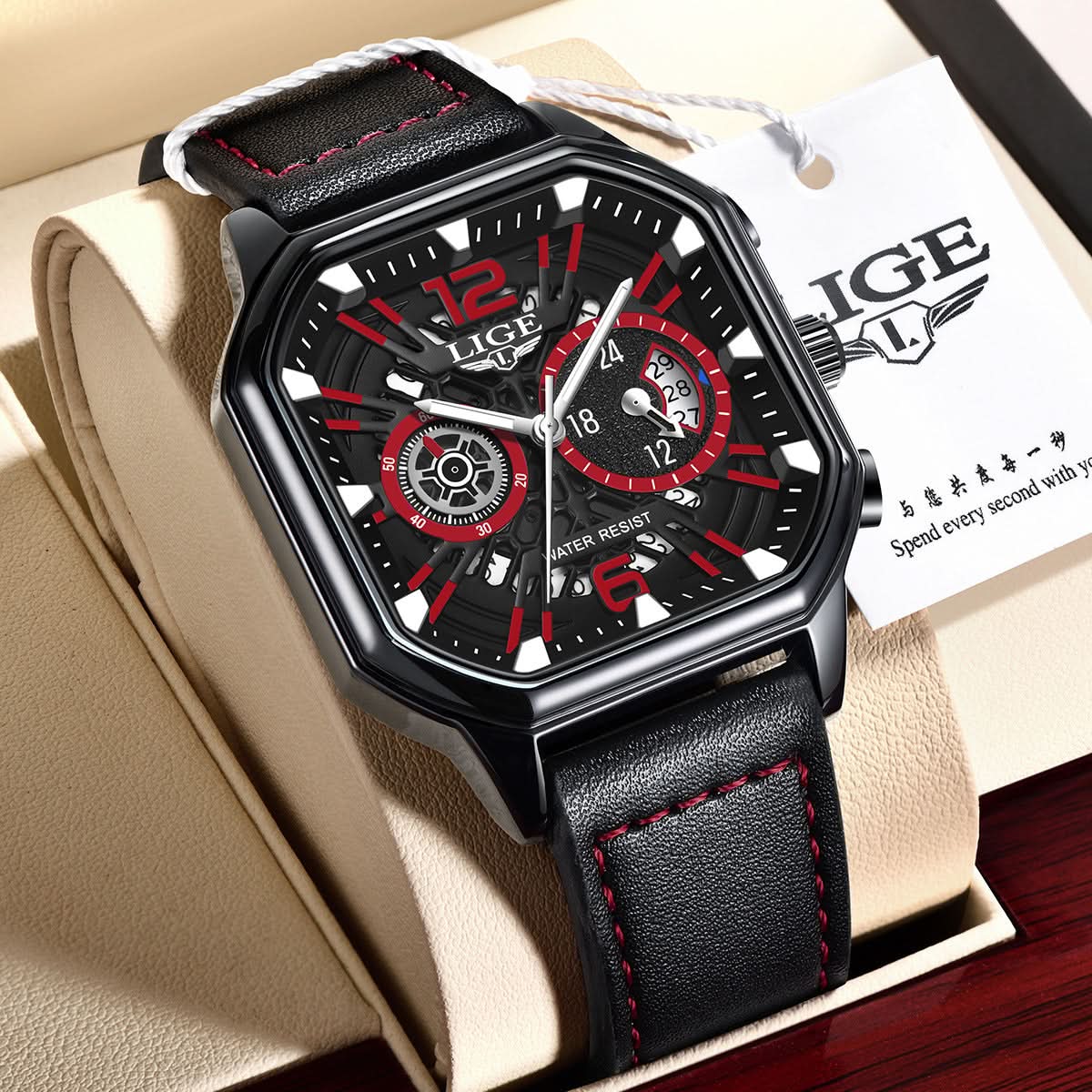 Octagonal Sports Watch for Men – Multi-Function Quartz Watch
