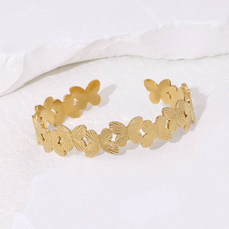 Gold Butterfly Bracelet – Adjustable Stainless Steel Women’s Jewelry
