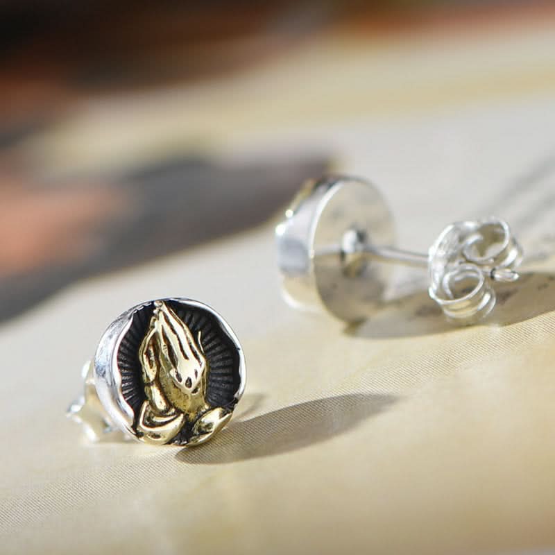 Men’s Praying Hands Stud Earrings – Spiritual Jewelry