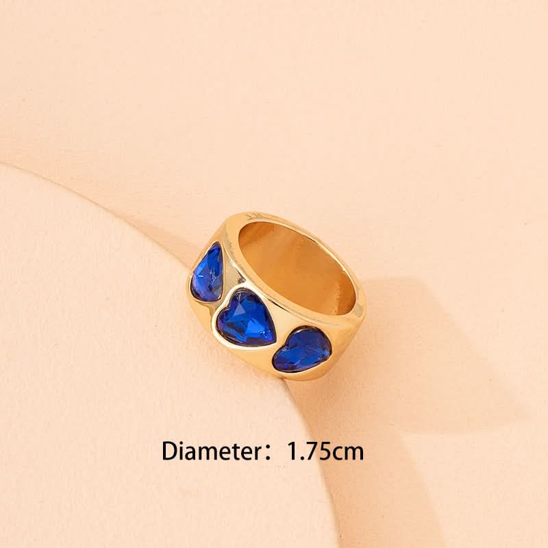 Heart-Shaped Minimalist Blue Alloy Ring