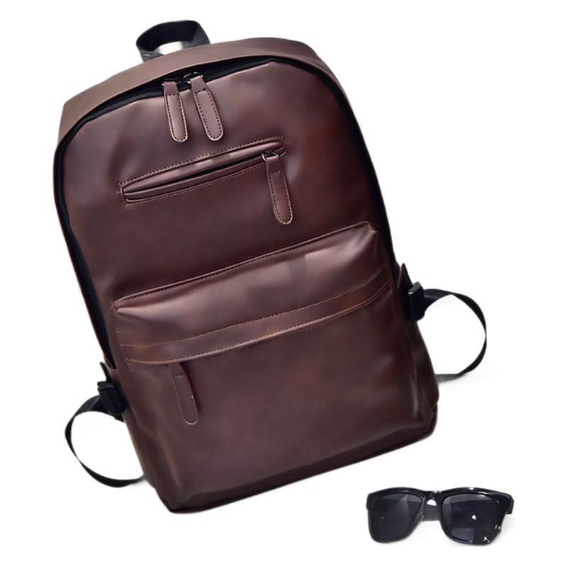 Unisex Urban Style Student Backpack – PU Leather, 14-Inch Laptop Compartment