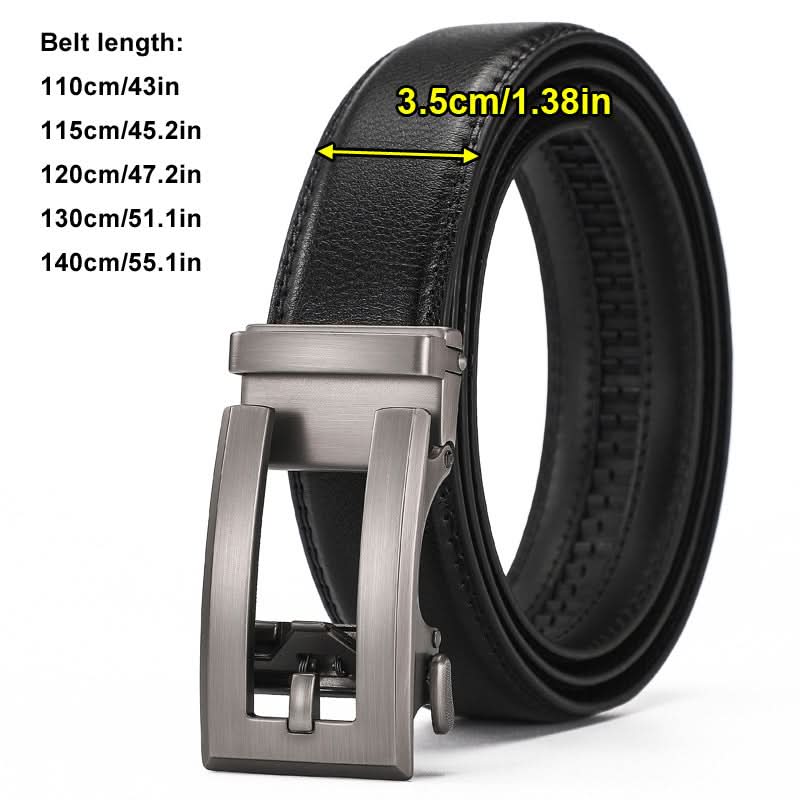 Men’s Leather Automatic Buckle Belt – With Alloy Ratchet Buckle