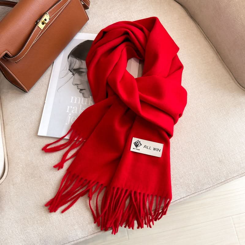 Solid Color Wool Blend Scarf for Women