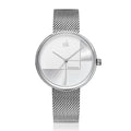SK Women’s Quartz Watch – Stainless Steel Mesh Strap, Waterproof Fashion Wristwatch