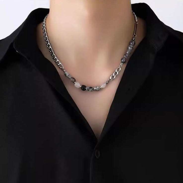 Men’s Ice Crack Stone Necklace – Fashion Jewelry