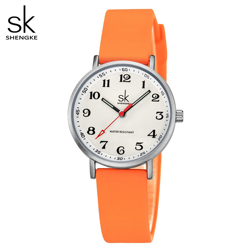 SK Women’s Sports Quartz Watch – Waterproof Silicone Strap, Lightweight Wristwatch