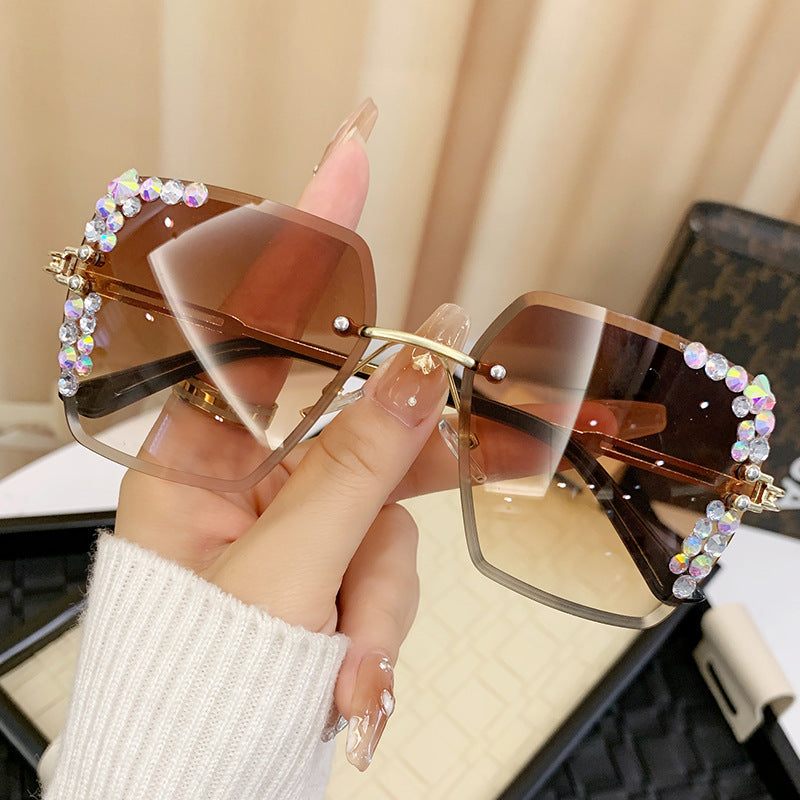 Women’s Square Frame Sunglasses – Glitter Diamond UV400 Fashion Shades