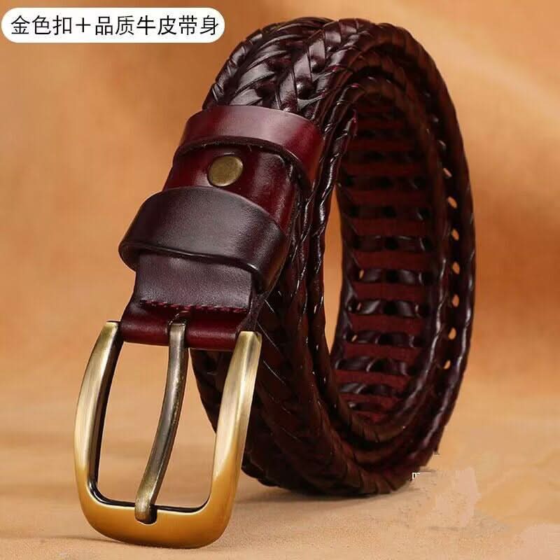 Hand-Woven Leather Belt for Men & Women