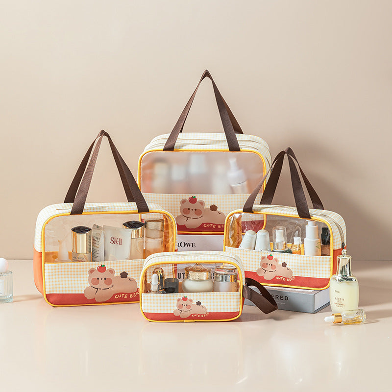 Transparent Toiletry Bag – Wet & Dry Separation PU Travel Cosmetic Organizer (Set of 4)