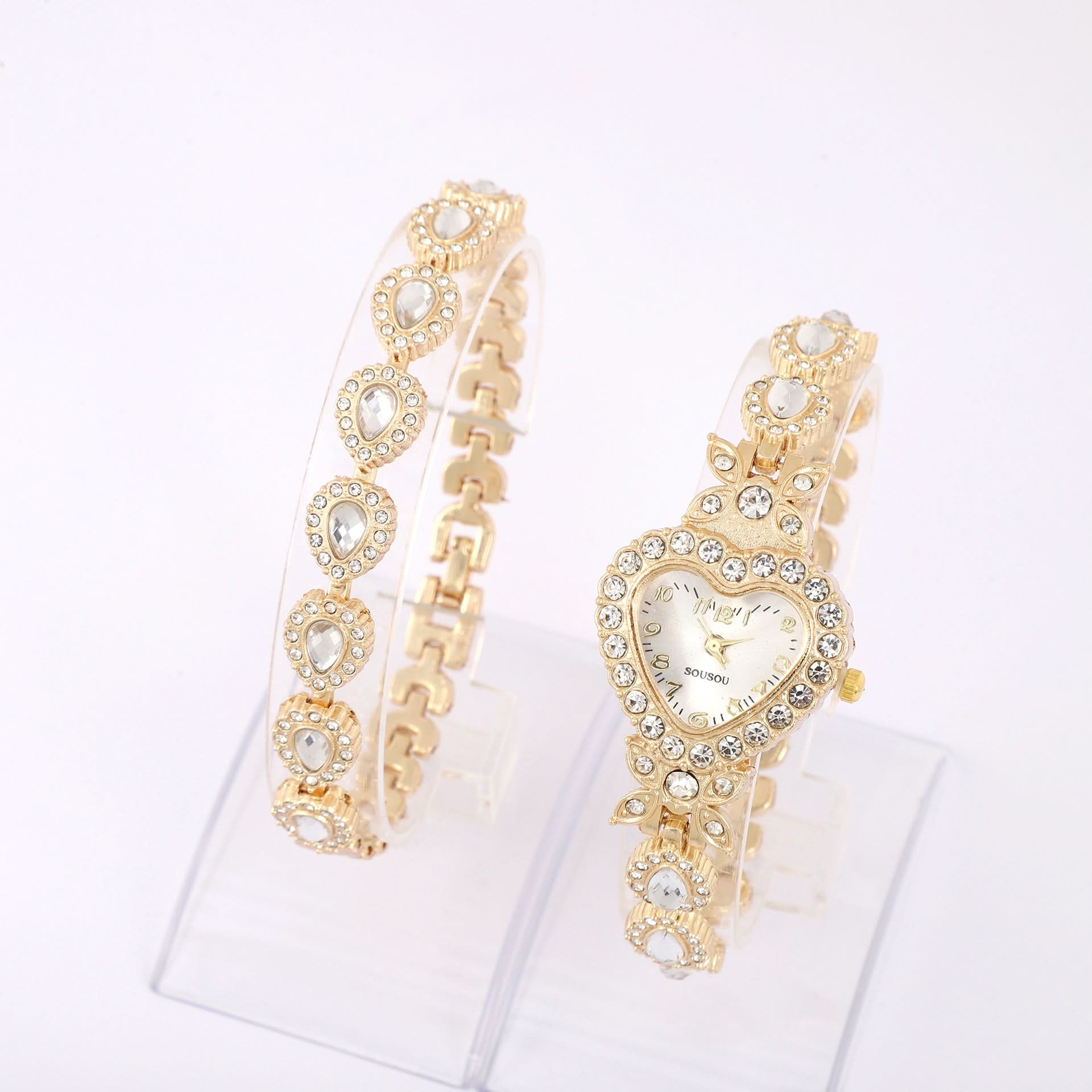 Luxury Heart-Shaped Diamond Bracelet Watch for Women