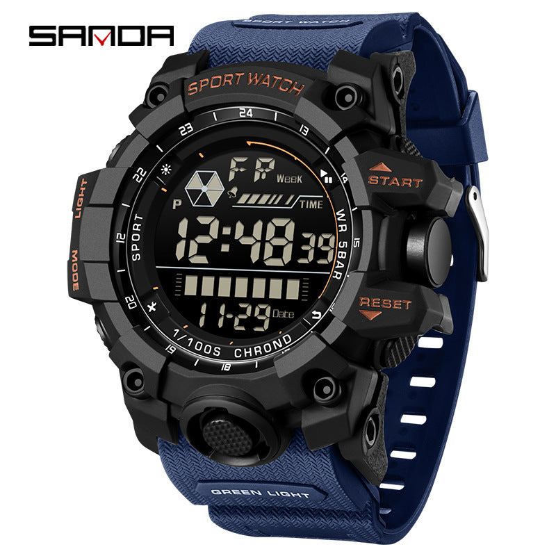 Sanda Digital Sports Watch for Students – Waterproof Multi-Function Alarm & Stopwatch