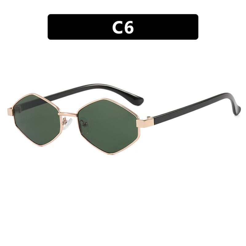 Diamond-Shaped Sunglasses – Street Style Full-Frame Metal, UV400 Sun Protection