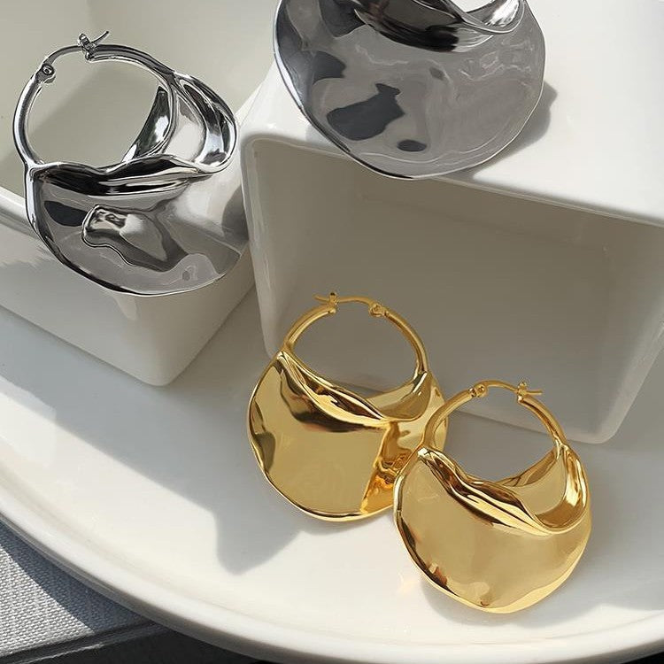 Bold Hoop Earrings for Women – Molten Flow Liquid Metal Glam Jewelry