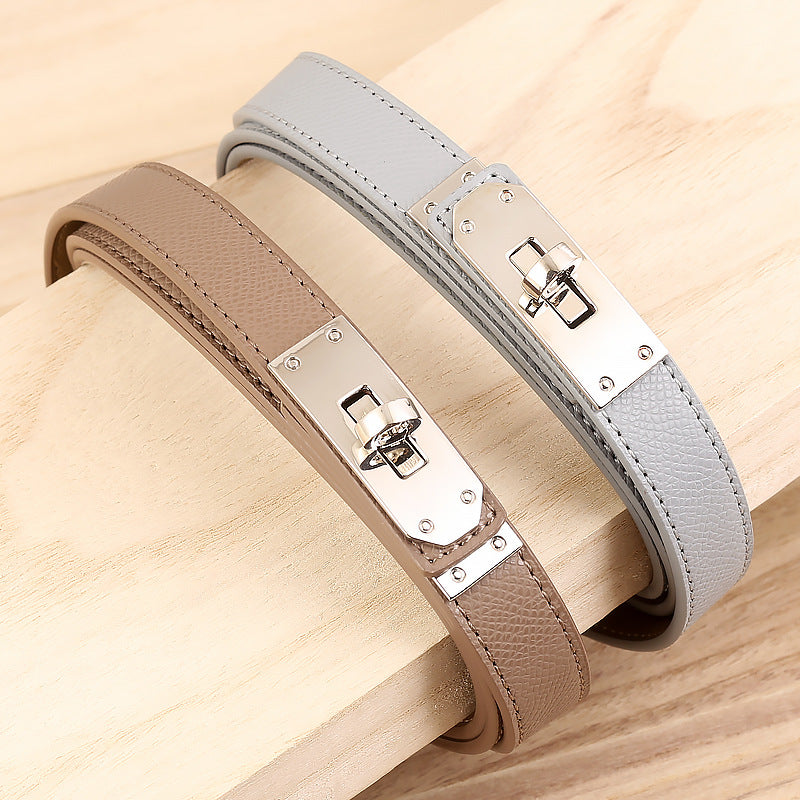 Women's Leather Waist Belt – Snap Button Fashion Dress Accessory