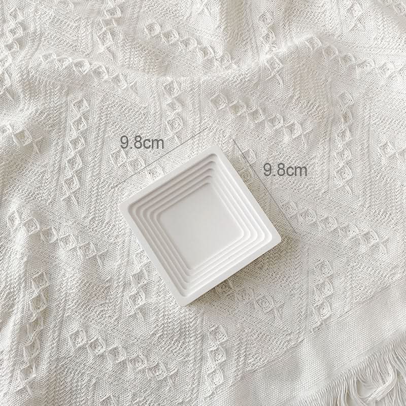 Nordic 3D Plaster Round Tray - Wave Pattern, Photo Props & Decoration