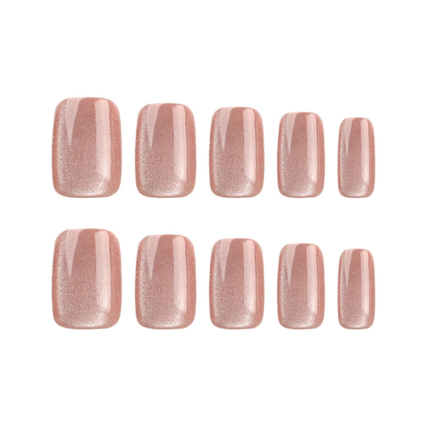 Cat’s Eye Press-On Nails – Short Square, Glossy Finish & Reusable