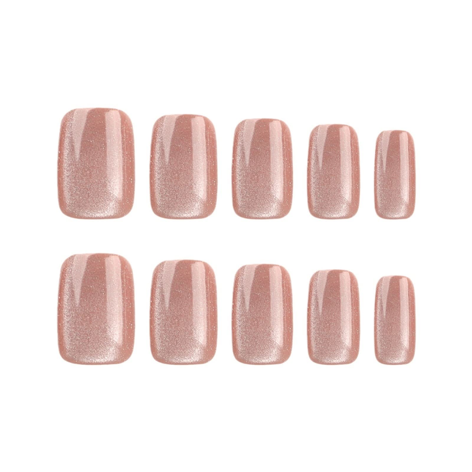 Cat’s Eye Press-On Nails – Short Square, Glossy Finish & Reusable