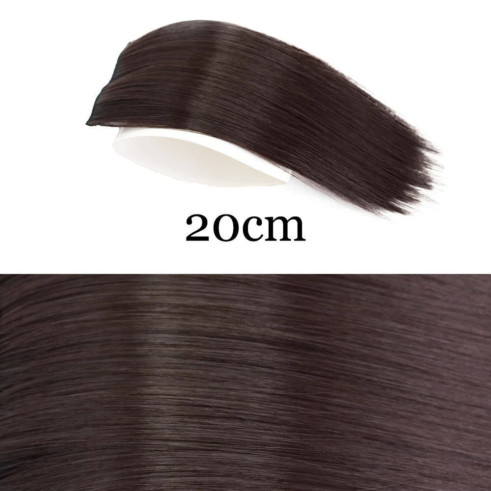 Brown Black Straight Hair Root Pad for Women – Fluffy Volumizing Insert Wig Piece