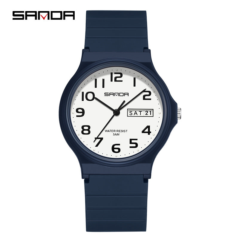 Sanda Dual Calendar Quartz Watch – Waterproof Casual Student Watch for Kids